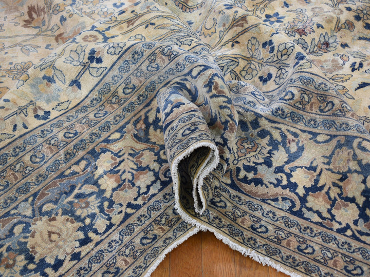13'7" x 23'0" Vintage Hand Knotted Ivory Wool Rectangle Oriental Rug - MOA10259305