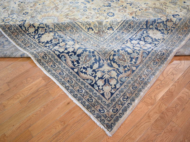 13'7" x 23'0" Vintage Hand Knotted Ivory Wool Rectangle Oriental Rug - MOA10259305