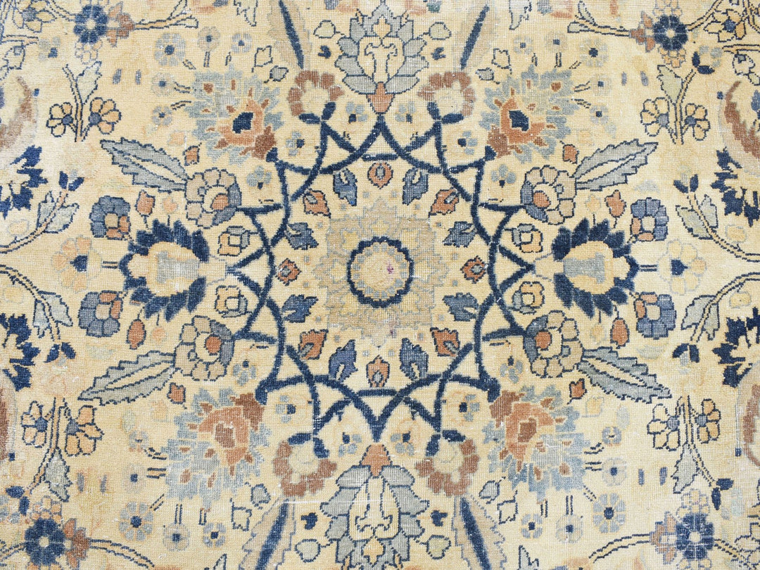 13'7" x 23'0" Vintage Hand Knotted Ivory Wool Rectangle Oriental Rug - MOA10259305