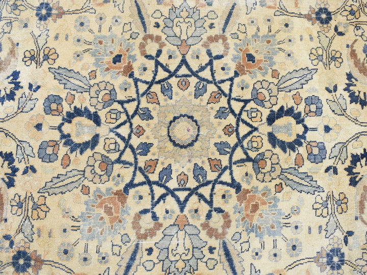 13'7" x 23'0" Vintage Hand Knotted Ivory Wool Rectangle Oriental Rug - MOA10259305