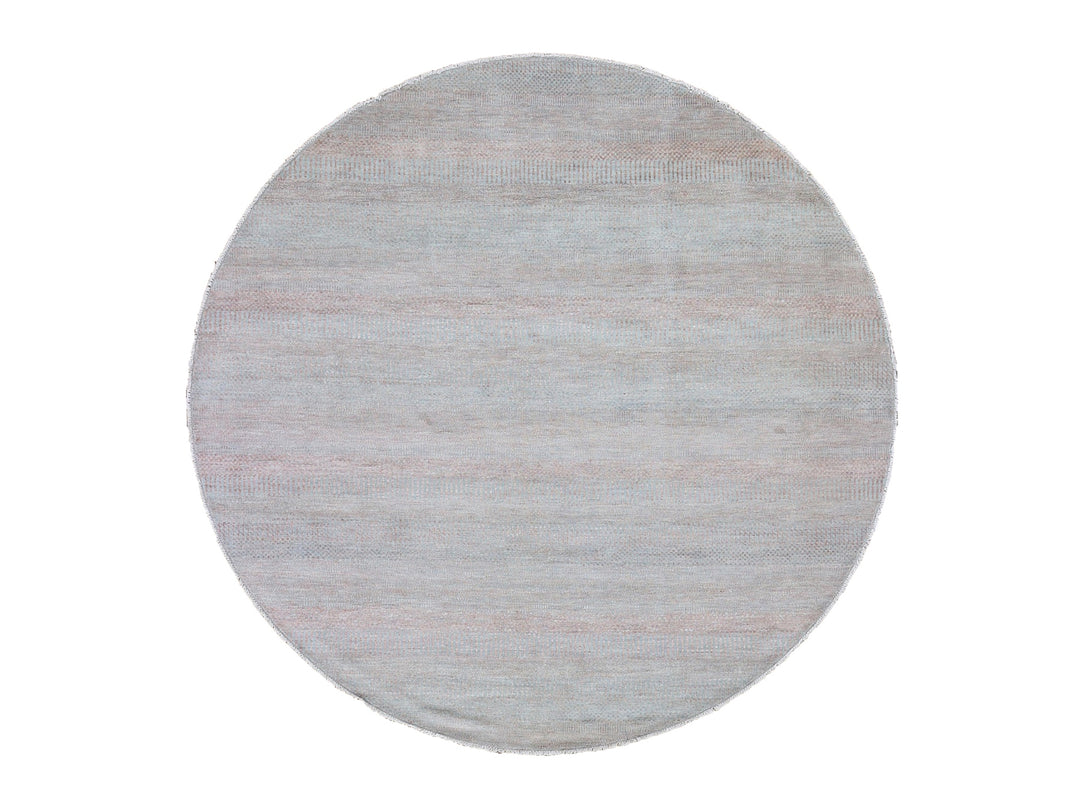 8'0" x 8'0" New Hand Knotted Pink Wool & Silk Round Oriental Rug - MOA10259313