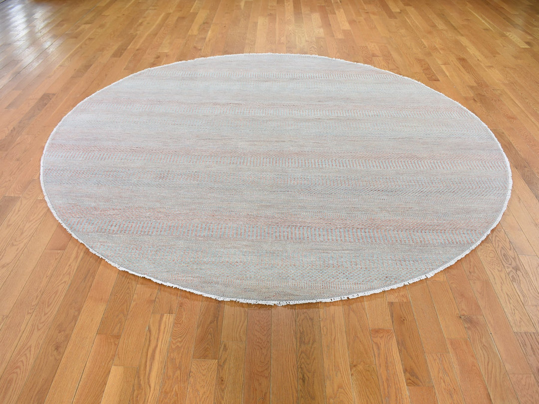 8'0" x 8'0" New Hand Knotted Pink Wool & Silk Round Oriental Rug - MOA10259313