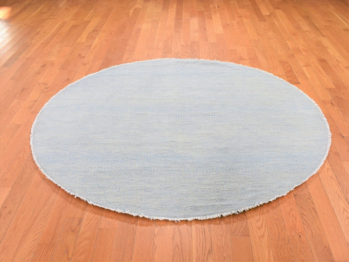 6'0" x 6'0" New Hand Knotted Blue Wool & Silk Round Oriental Rug - MOA10259318