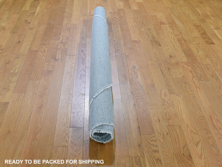 6'0" x 6'0" New Hand Knotted Blue Wool & Silk Round Oriental Rug - MOA10259318