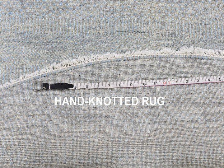 6'0" x 6'0" New Hand Knotted Blue Wool & Silk Round Oriental Rug - MOA10259318