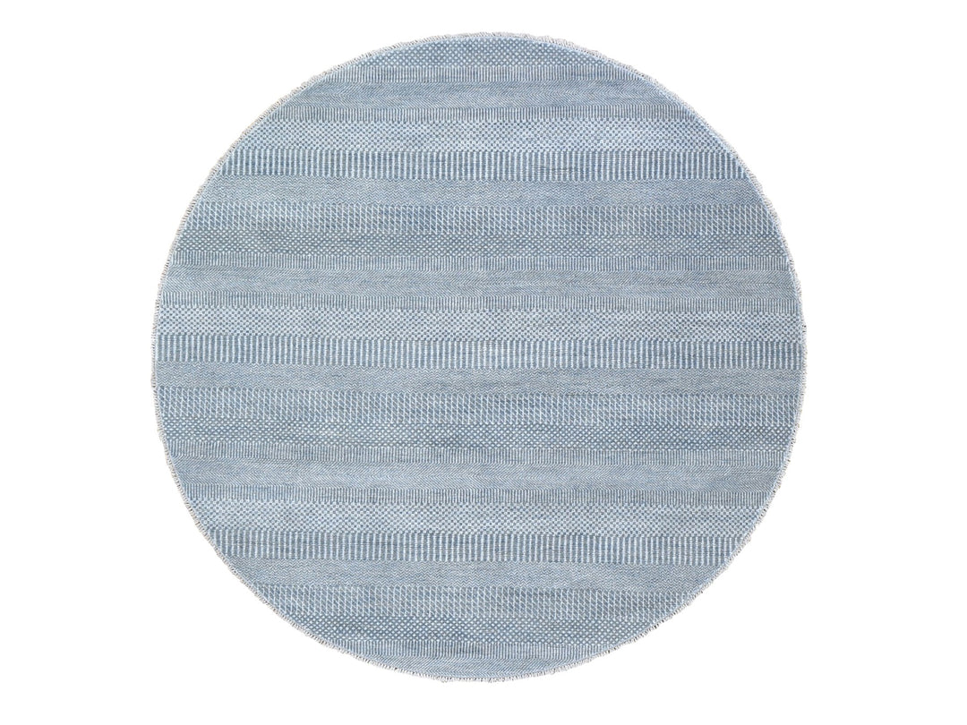 6'0" x 6'0" New Hand Knotted Grey Wool & Silk Round Oriental Rug - MOA10259322