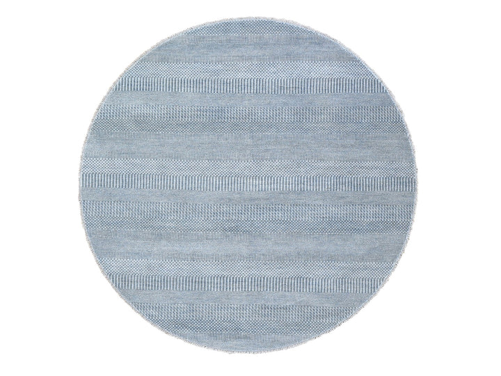 6'0" x 6'0" New Hand Knotted Grey Wool & Silk Round Oriental Rug - MOA10259322
