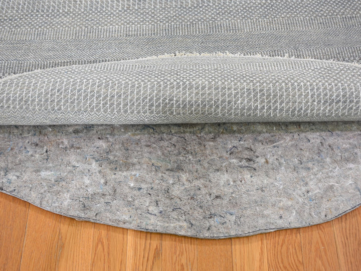 6'0" x 6'0" New Hand Knotted Grey Wool & Silk Round Oriental Rug - MOA10259322