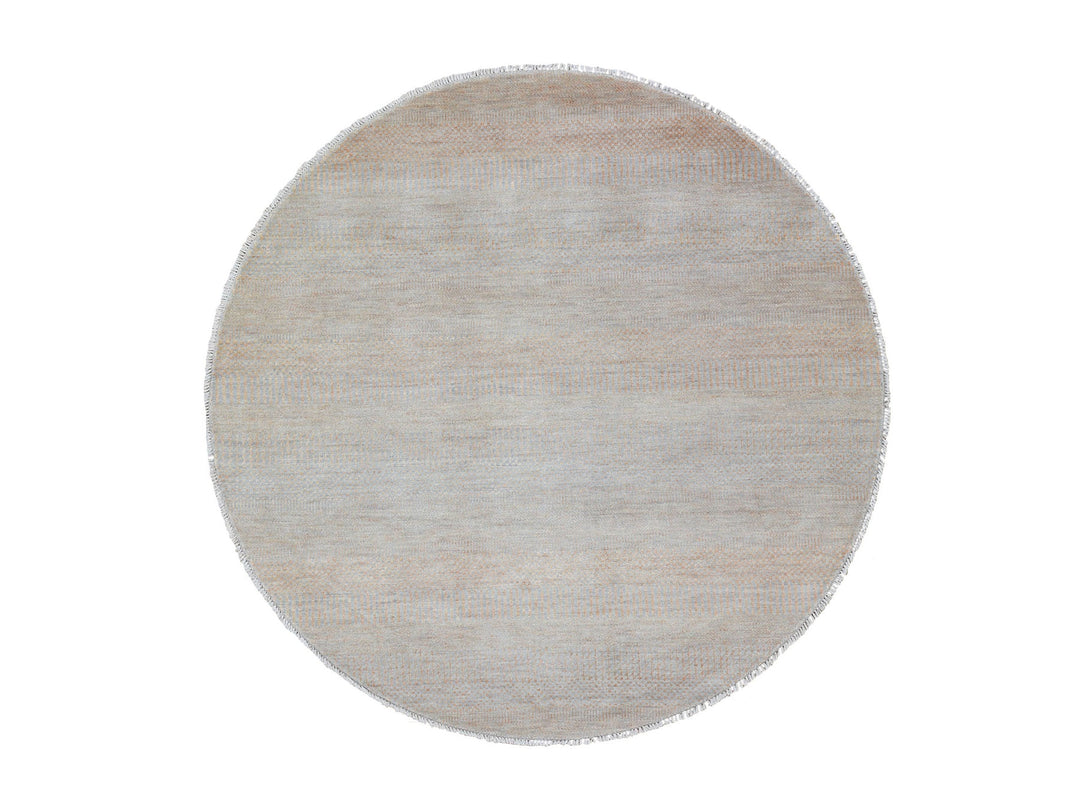 6'0" x 6'0" New Hand Knotted Orange Wool & Silk Round Oriental Rug - MOA10259332