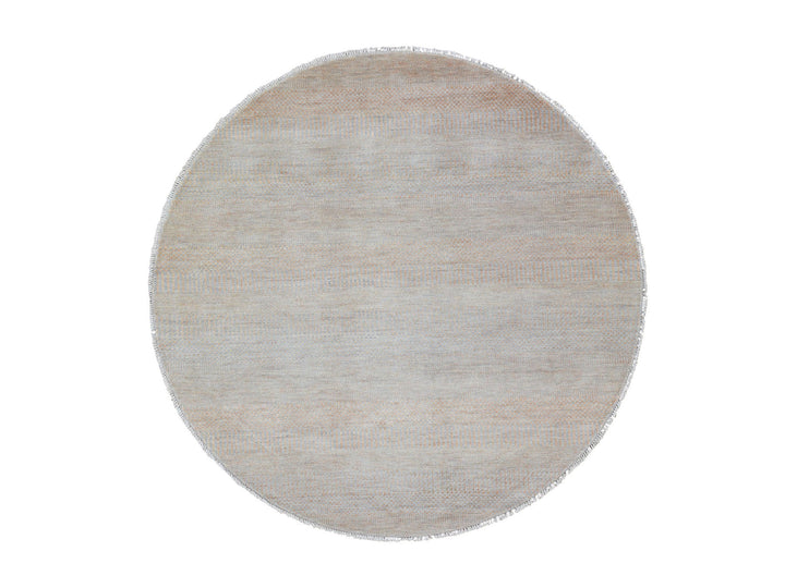 6'0" x 6'0" New Hand Knotted Orange Wool & Silk Round Oriental Rug - MOA10259332