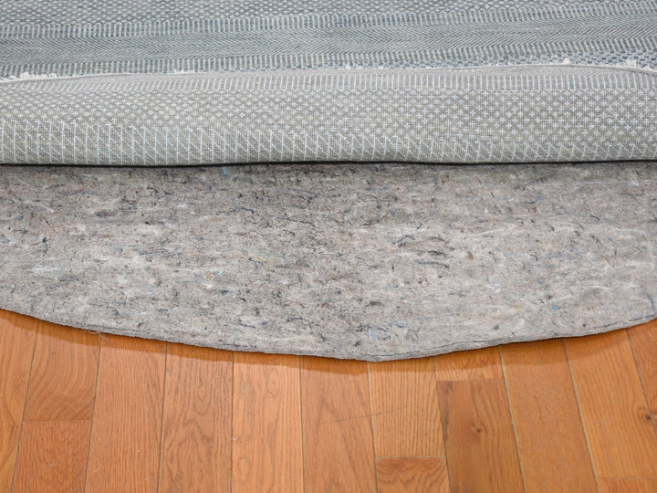 6'0" x 6'0" New Hand Knotted Grey Wool & Silk Round Oriental Rug - MOA10259333