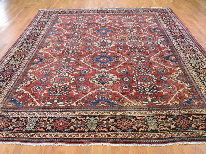 10'10" x 13'8" Vintage Hand Knotted Red Wool Rectangle Oriental Rug - MOA10259350