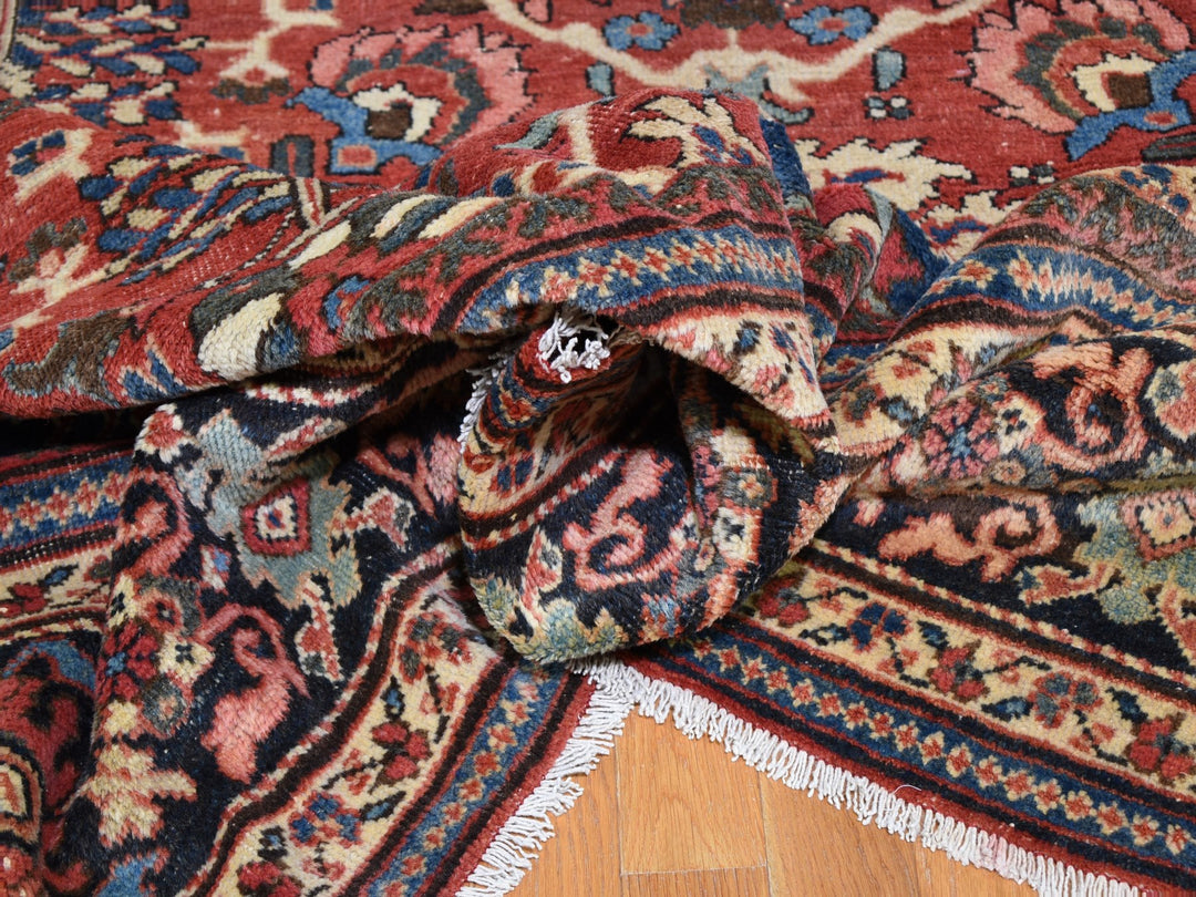 10'10" x 13'8" Vintage Hand Knotted Red Wool Rectangle Oriental Rug - MOA10259350