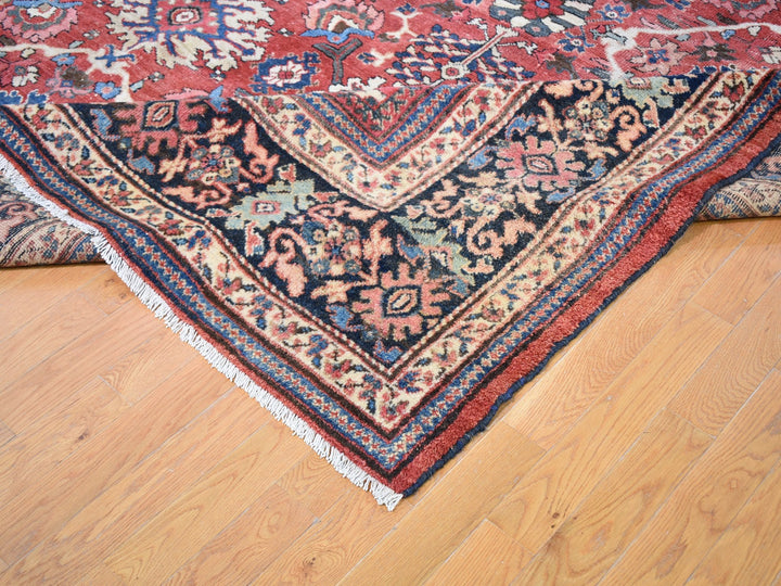 10'10" x 13'8" Vintage Hand Knotted Red Wool Rectangle Oriental Rug - MOA10259350
