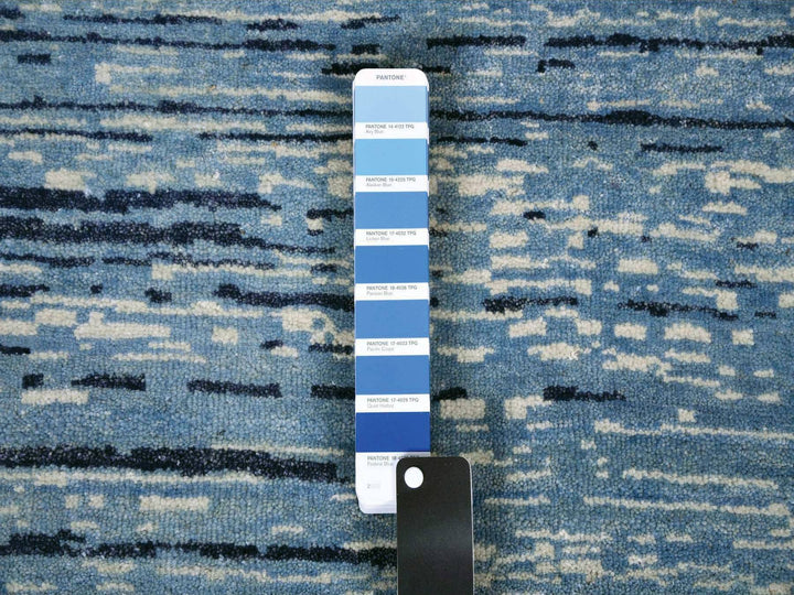 10'1" x 14'1" New Hand Knotted Blue Wool Rectangle Oriental Rug - MOA10259356
