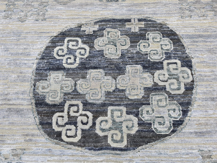 8'10" x 12'1" New Hand Knotted Grey Wool & Silk Rectangle Oriental Rug - MOA10259370