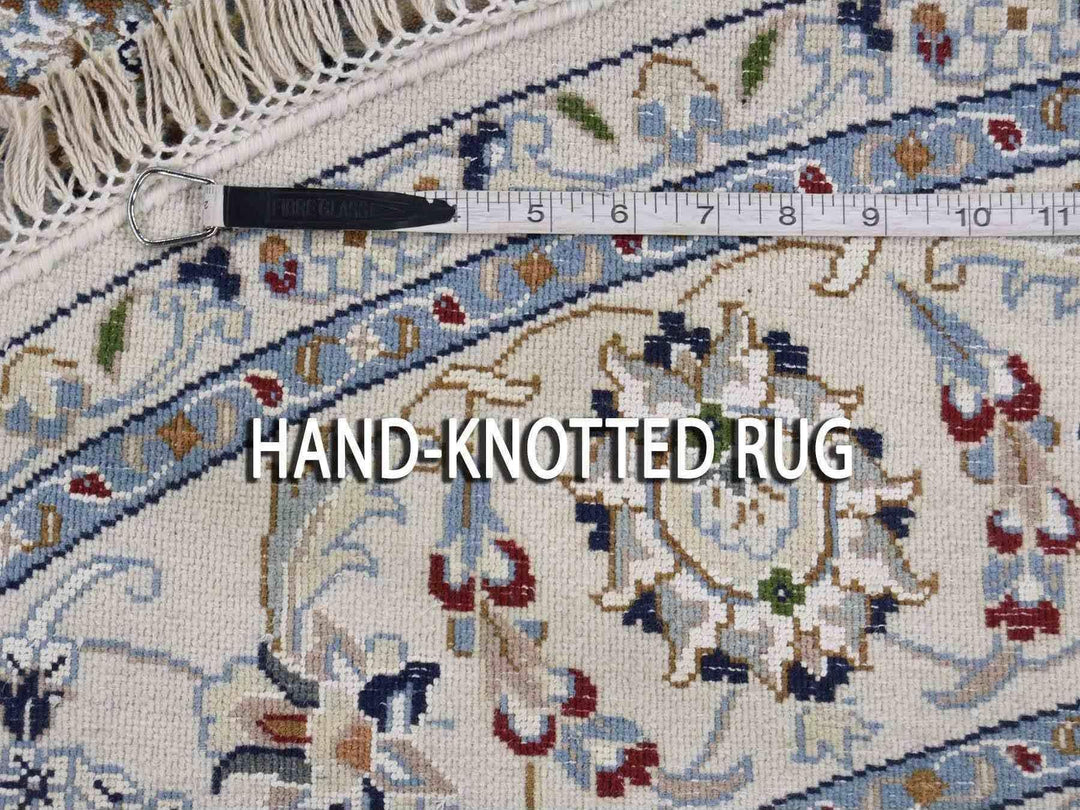 4'2" x 4'2" New Hand Knotted Ivory Wool & Silk Round Oriental Rug - MOA10259413