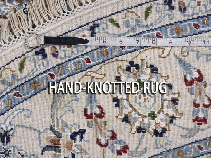 4'2" x 4'2" New Hand Knotted Ivory Wool & Silk Round Oriental Rug - MOA10259413