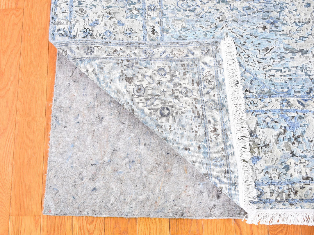 6'0" x 9'3" New Hand Knotted Blue Wool & Silk Rectangle Oriental Rug - MOA10259478