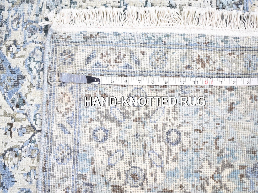 6'0" x 9'3" New Hand Knotted Blue Wool & Silk Rectangle Oriental Rug - MOA10259478