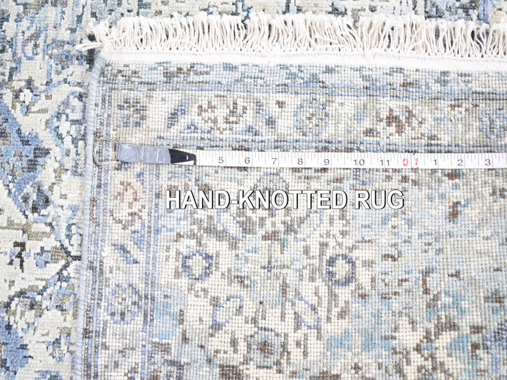 6'0" x 9'3" New Hand Knotted Blue Wool & Silk Rectangle Oriental Rug - MOA10259478