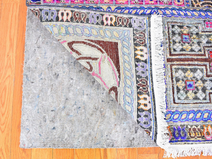 6'1" x 9'0" New Hand Knotted Blue Wool & Silk Rectangle Oriental Rug - MOA10259480