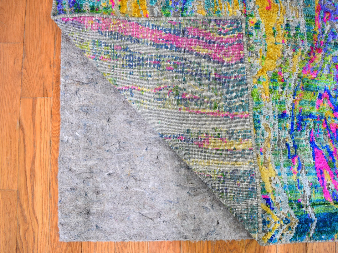 3'0" x 10'0" New Hand Knotted Yellow Wool & Silk Runner Oriental Rug - MOA10259483