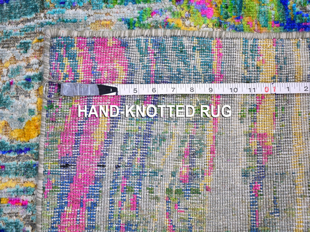 3'0" x 10'0" New Hand Knotted Yellow Wool & Silk Runner Oriental Rug - MOA10259483