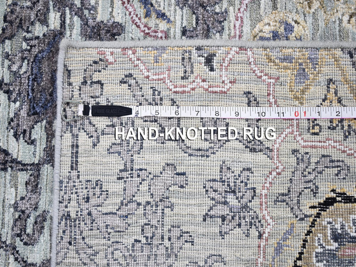 3'0" x 5'3" New Hand Knotted Grey Wool & Silk Rectangle Oriental Rug - MOA10259487