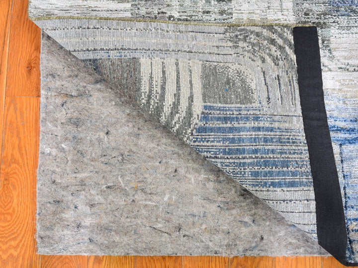 2'6" x 8'6" New Hand Knotted Ivory Wool & Silk Runner Oriental Rug - MOA10259498