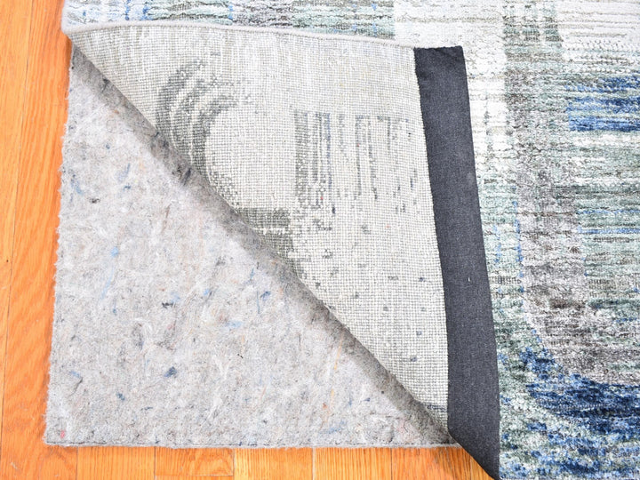 2'8" x 6'1" New Hand Knotted Blue Wool & Silk Runner Oriental Rug - MOA10259499