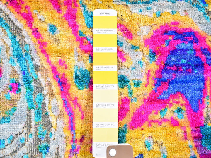 3'0" x 10'0" New Hand Knotted Yellow Wool & Silk Runner Oriental Rug - MOA10259502
