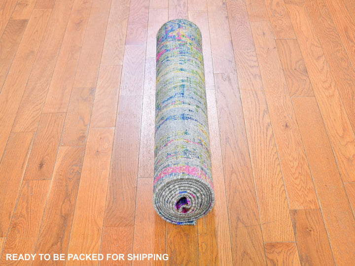 3'0" x 10'0" New Hand Knotted Yellow Wool & Silk Runner Oriental Rug - MOA10259502