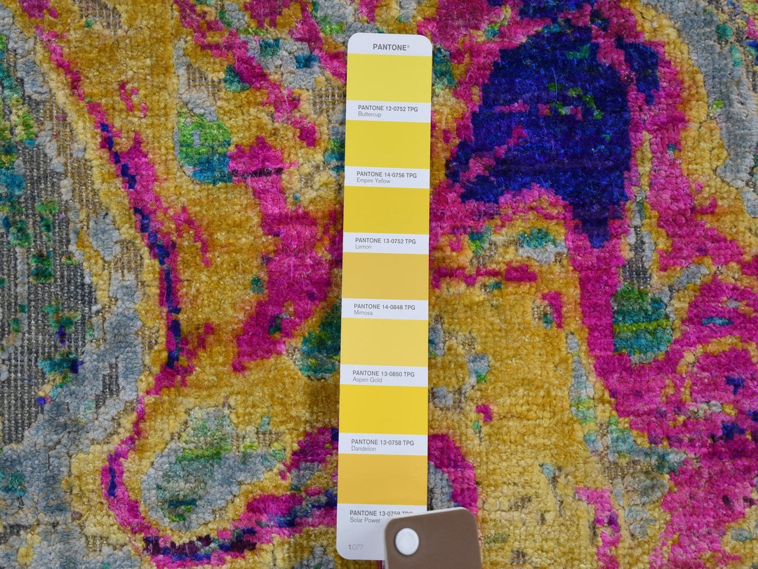 3'0" x 5'0" New Hand Knotted Yellow Wool & Silk Rectangle Oriental Rug - MOA10259507