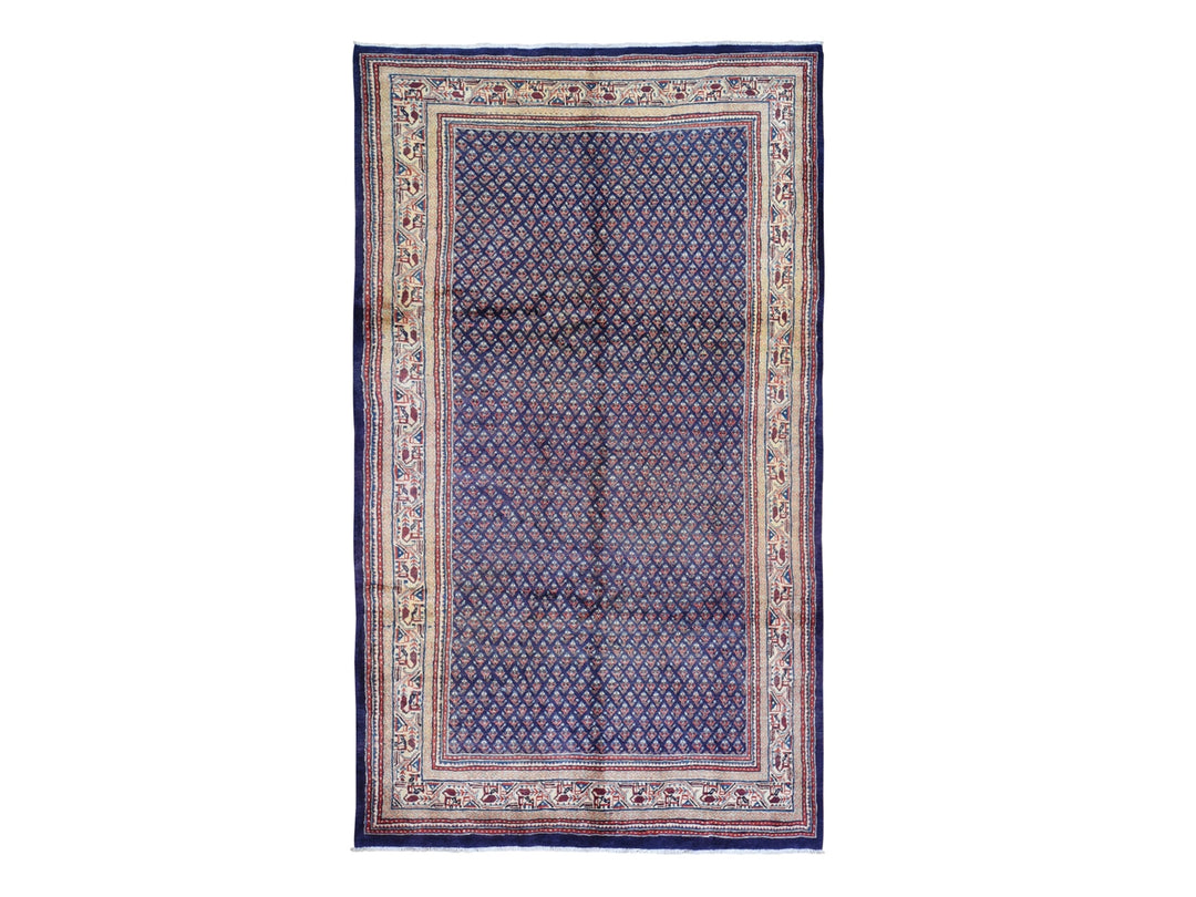 6'1" x 11'4" Vintage Hand Knotted Blue Wool Runner Oriental Rug - MOA10259509