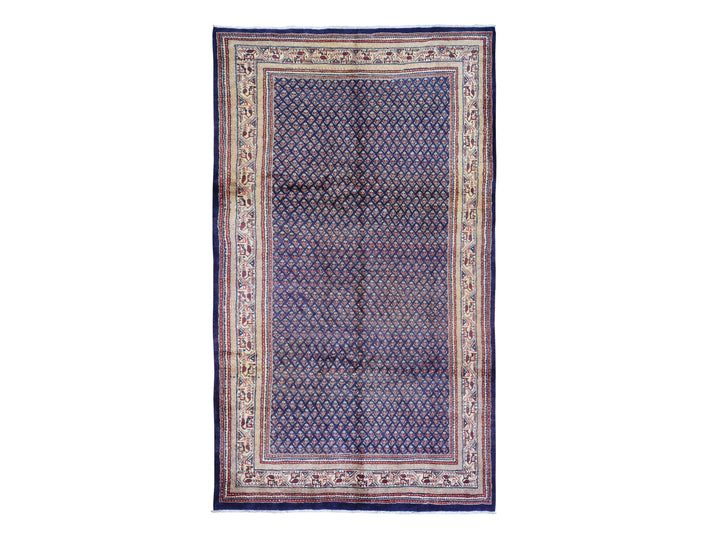 6'1" x 11'4" Vintage Hand Knotted Blue Wool Runner Oriental Rug - MOA10259509