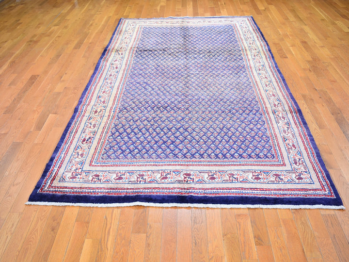 6'1" x 11'4" Vintage Hand Knotted Blue Wool Runner Oriental Rug - MOA10259509