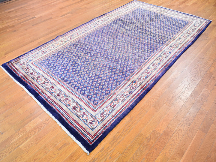 6'1" x 11'4" Vintage Hand Knotted Blue Wool Runner Oriental Rug - MOA10259509
