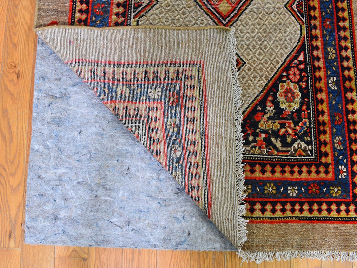 3'2" x 15'9" Vintage Hand Knotted Brown Wool Runner Oriental Rug - MOA10259511