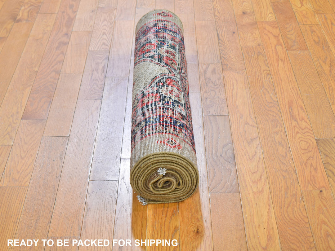 3'2" x 15'9" Vintage Hand Knotted Brown Wool Runner Oriental Rug - MOA10259511