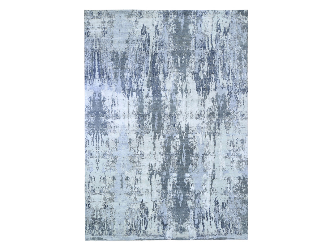 9'0" x 12'0" New Hand Knotted Ivory Wool Rectangle Oriental Rug - MOA10259518