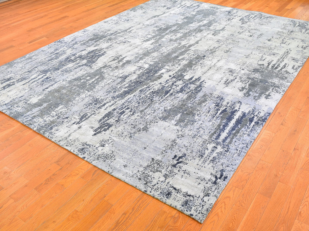 9'0" x 12'0" New Hand Knotted Ivory Wool Rectangle Oriental Rug - MOA10259518