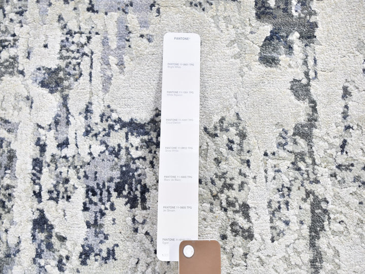 9'0" x 12'0" New Hand Knotted Ivory Wool Rectangle Oriental Rug - MOA10259518