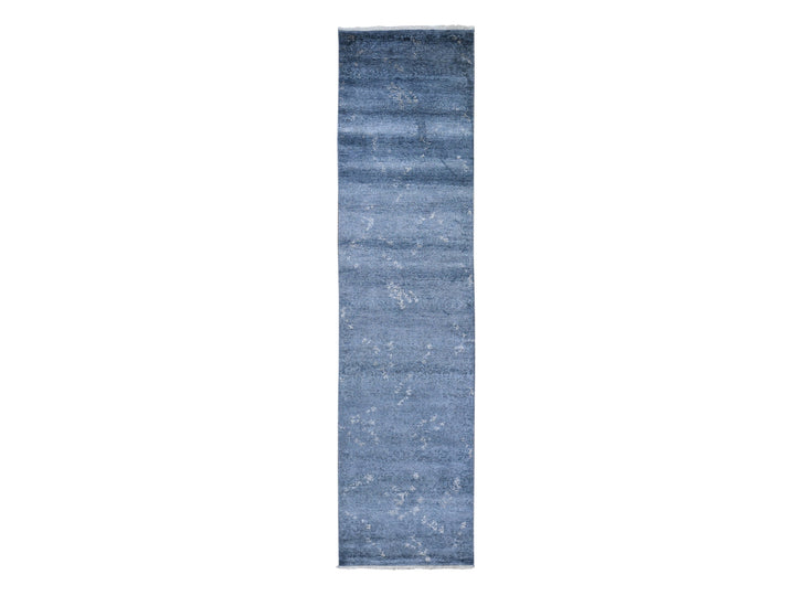3'0" x 11'9" New Hand Knotted Grey Art Silk Runner Oriental Rug - MOA10259520