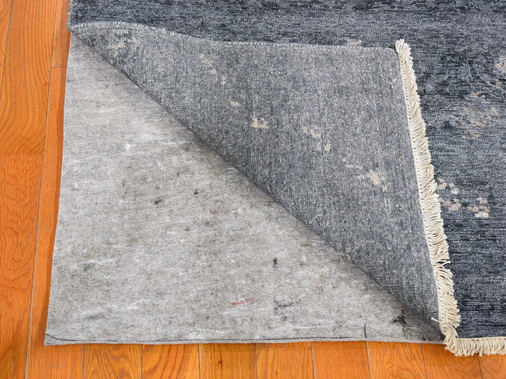 3'0" x 11'9" New Hand Knotted Grey Art Silk Runner Oriental Rug - MOA10259520