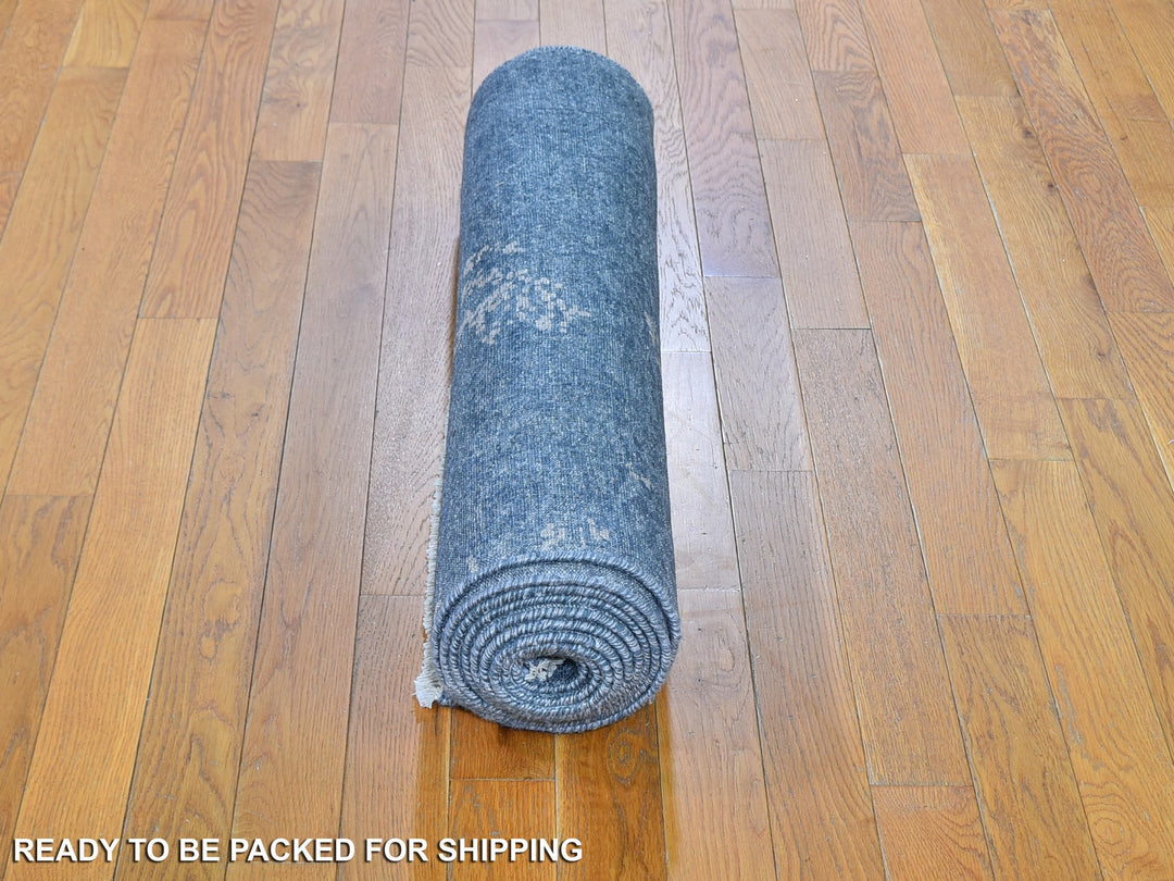 3'0" x 11'9" New Hand Knotted Grey Art Silk Runner Oriental Rug - MOA10259520