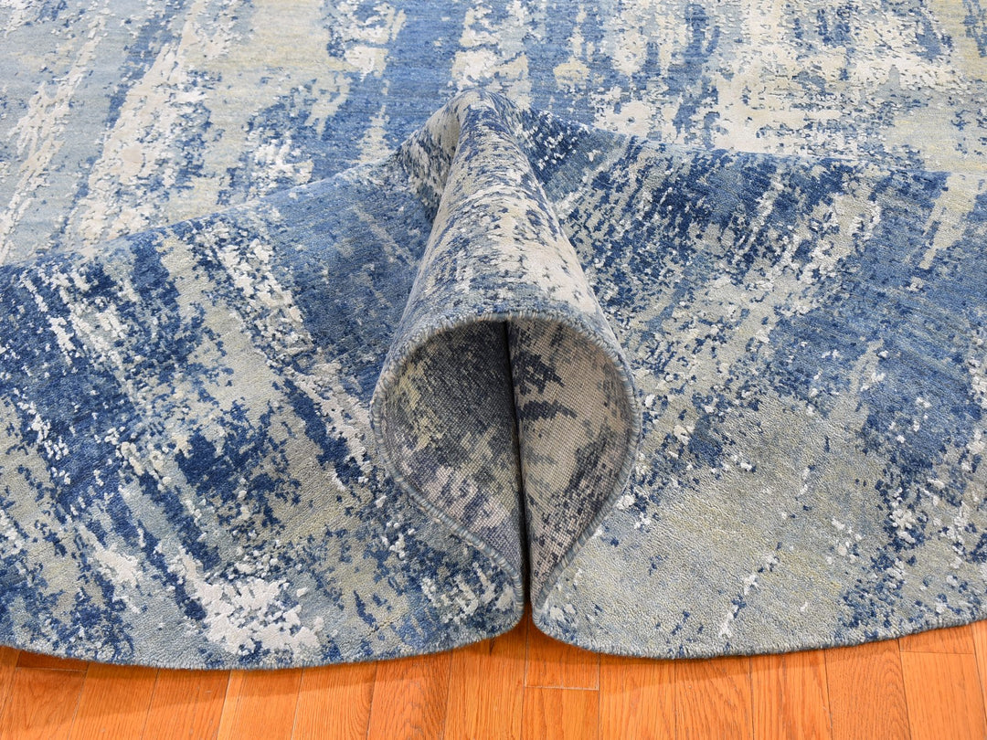 8'1" x 10'1" New Hand Knotted Blue Wool Rectangle Oriental Rug - MOA10259521