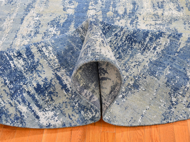 8'1" x 10'1" New Hand Knotted Blue Wool Rectangle Oriental Rug - MOA10259521