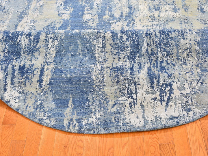8'1" x 10'1" New Hand Knotted Blue Wool Rectangle Oriental Rug - MOA10259521