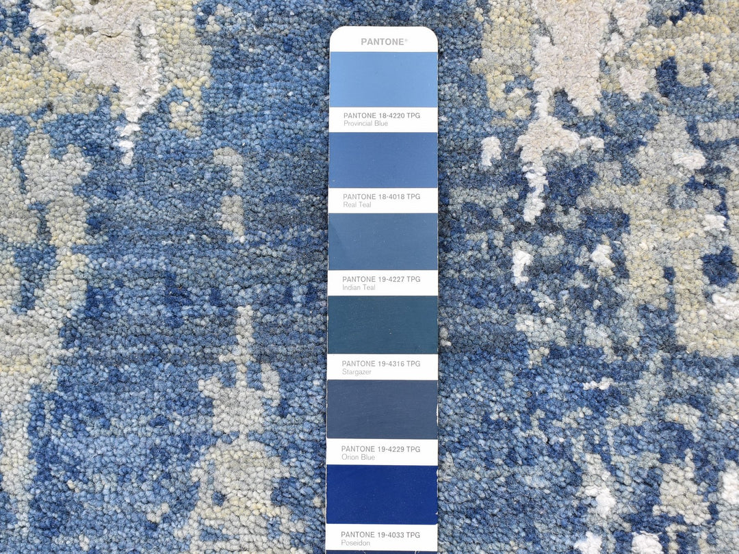 8'1" x 10'1" New Hand Knotted Blue Wool Rectangle Oriental Rug - MOA10259521